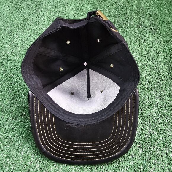 Disney Parks Black Hat Baseball Cap Gold Mickey Mouse 28 Millennial Faux Leather - Picture 10 of 10